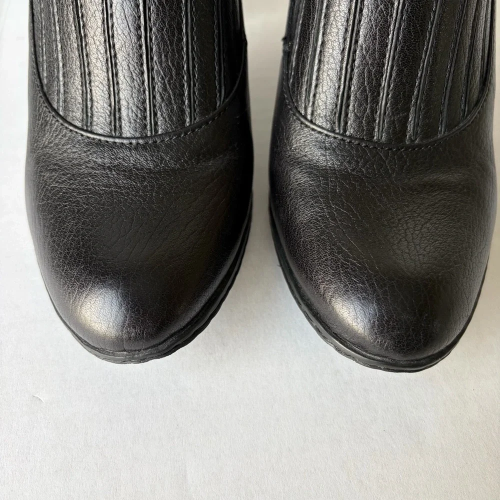 Born Crown Black Leather 3‎ Inch Heels Granny Witchy Academia Women’s 8